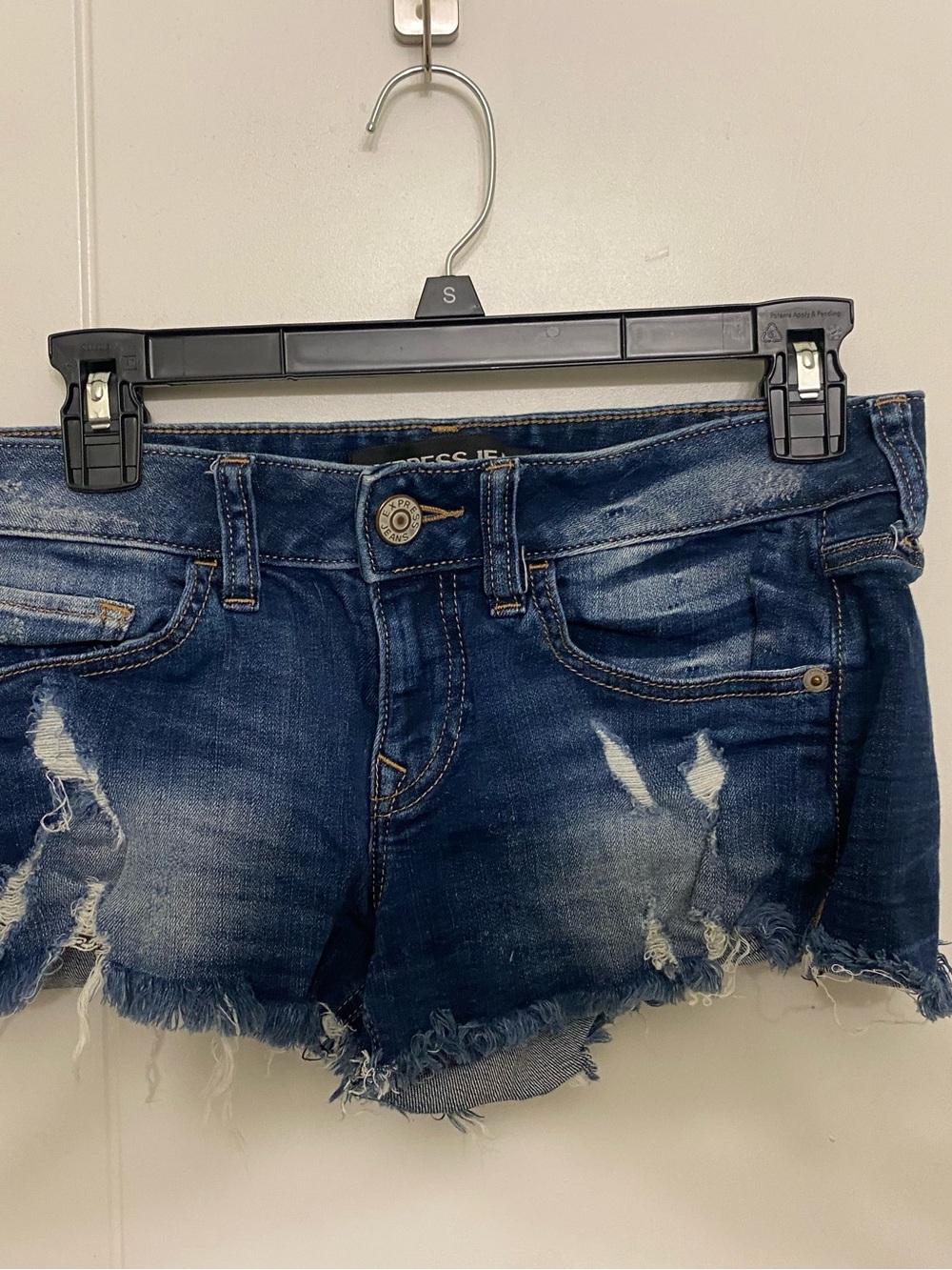 Express Dark Blue Distressed Denim Cutoff Shorts